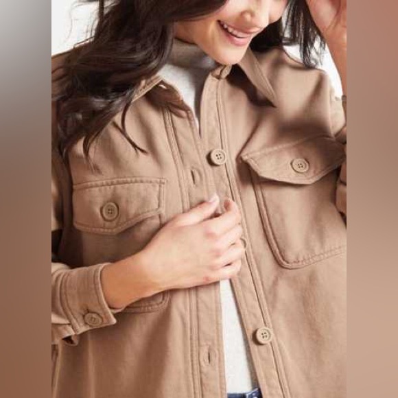 Good American 100% Cotton Shacket in Brown💫 - Picture 1 of 9